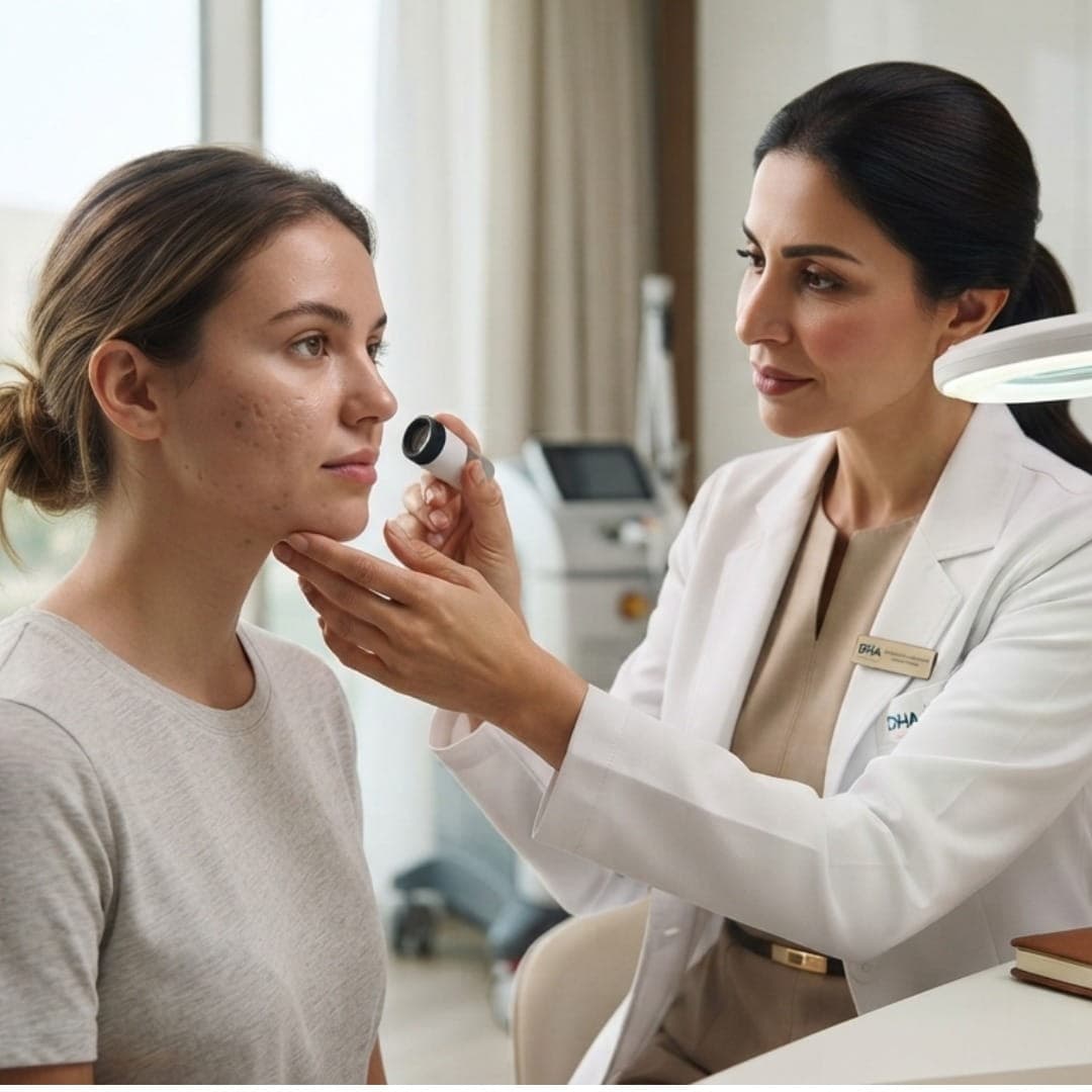 Acne scar treatment Dubai consultation at RamaCare Polyclinic