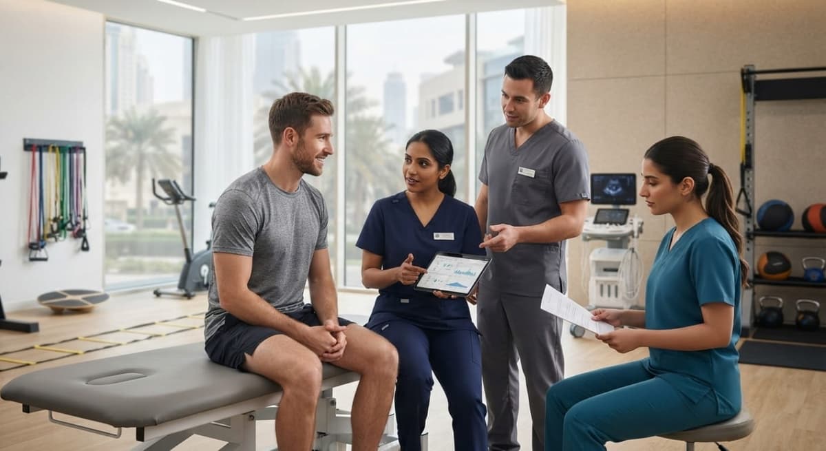 Athlete completing supervised return-to-sport exercises at RamaCare Dubai