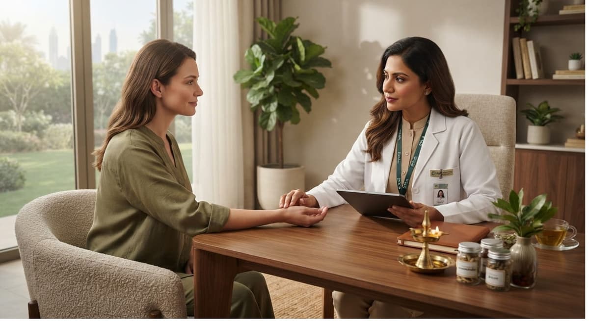 Ayurvedic consultation for stress management at RamaCare Dubai