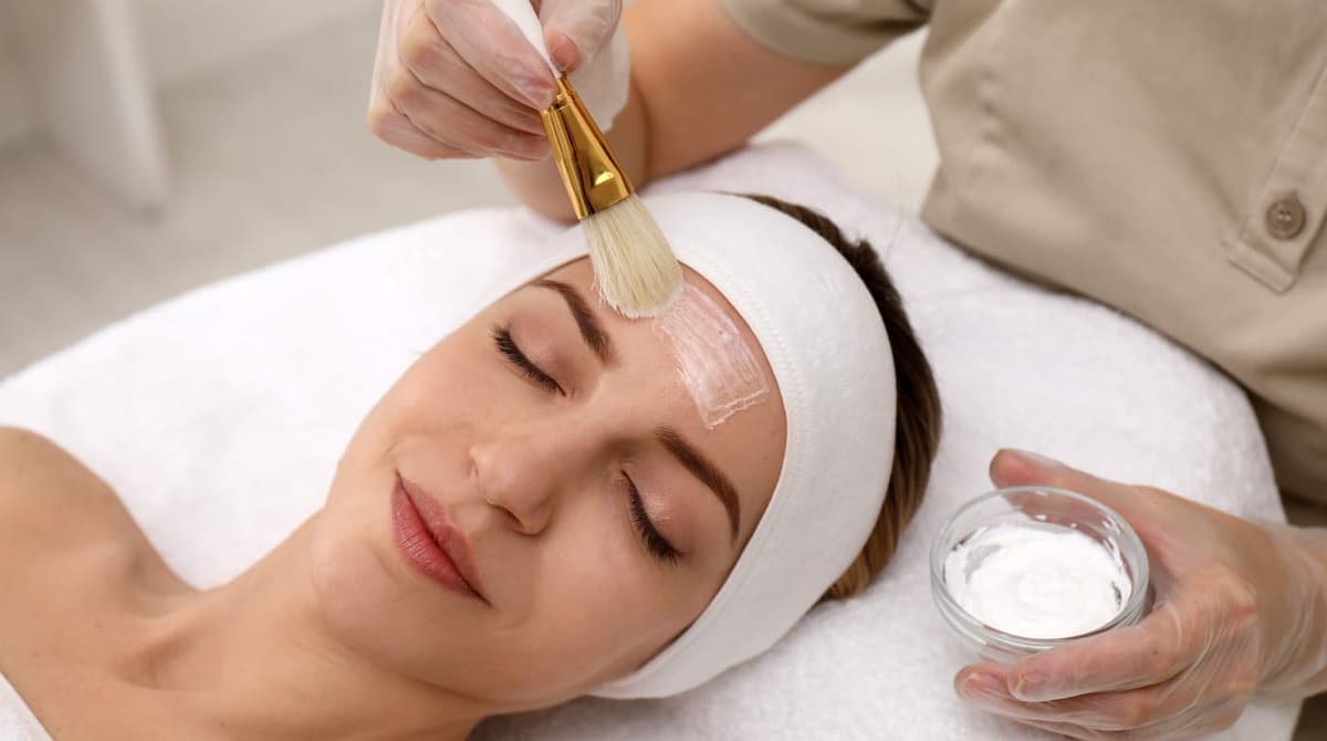 Chemical peel for melasma and facial hyperpigmentation treatment at RamaCare Polyclinic Dubai