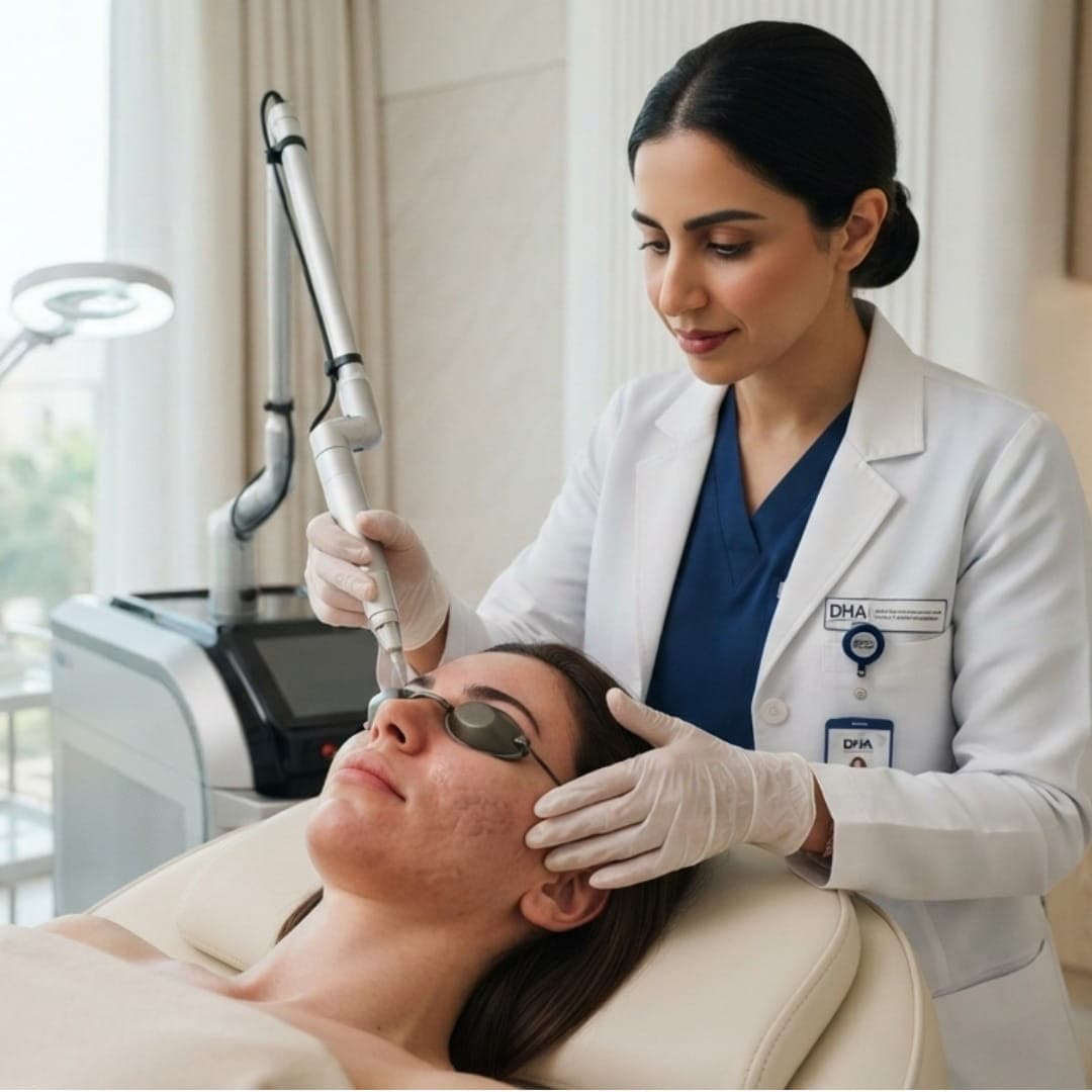 Fractional laser acne scar treatment Dubai clinic