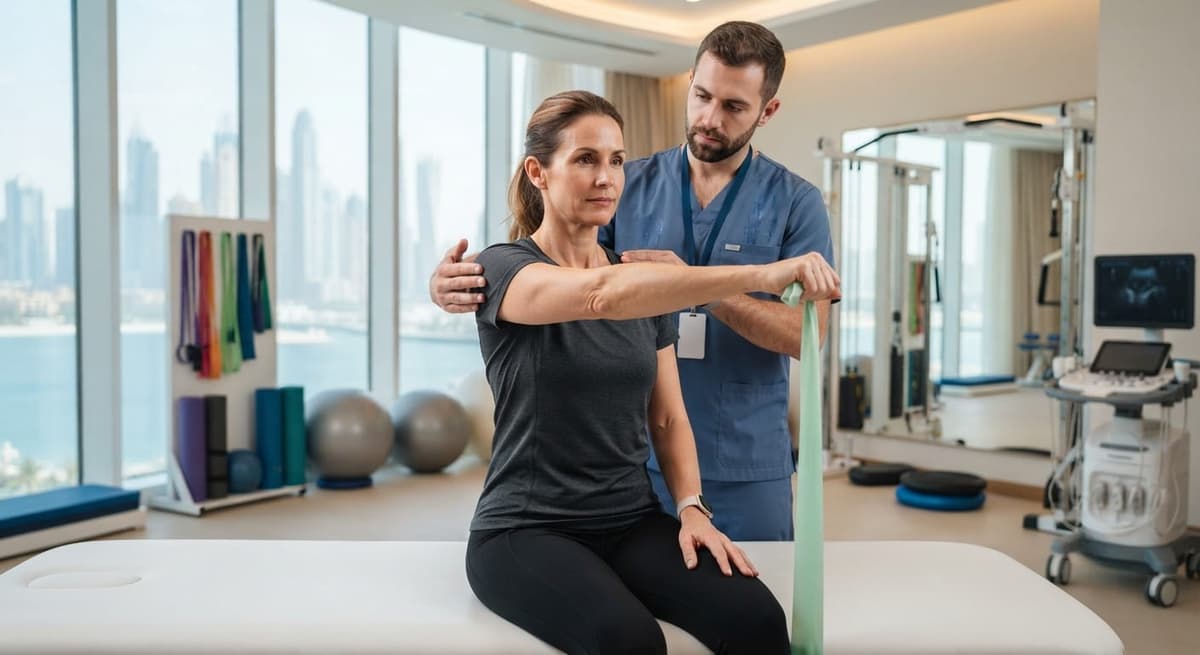 Guided joint rehabilitation exercises at RamaCare Polyclinic