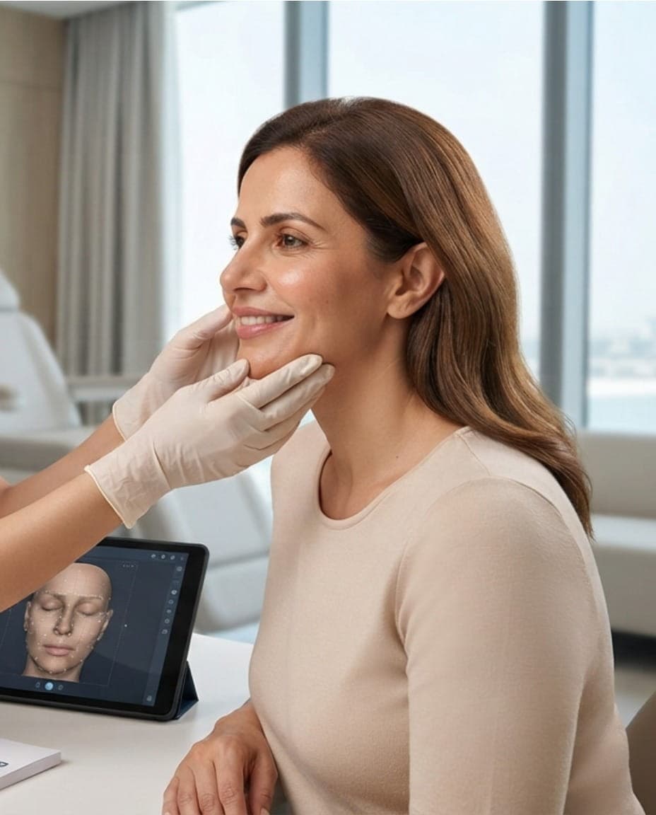 facial assessment for non-surgical facelift treatment in Dubai