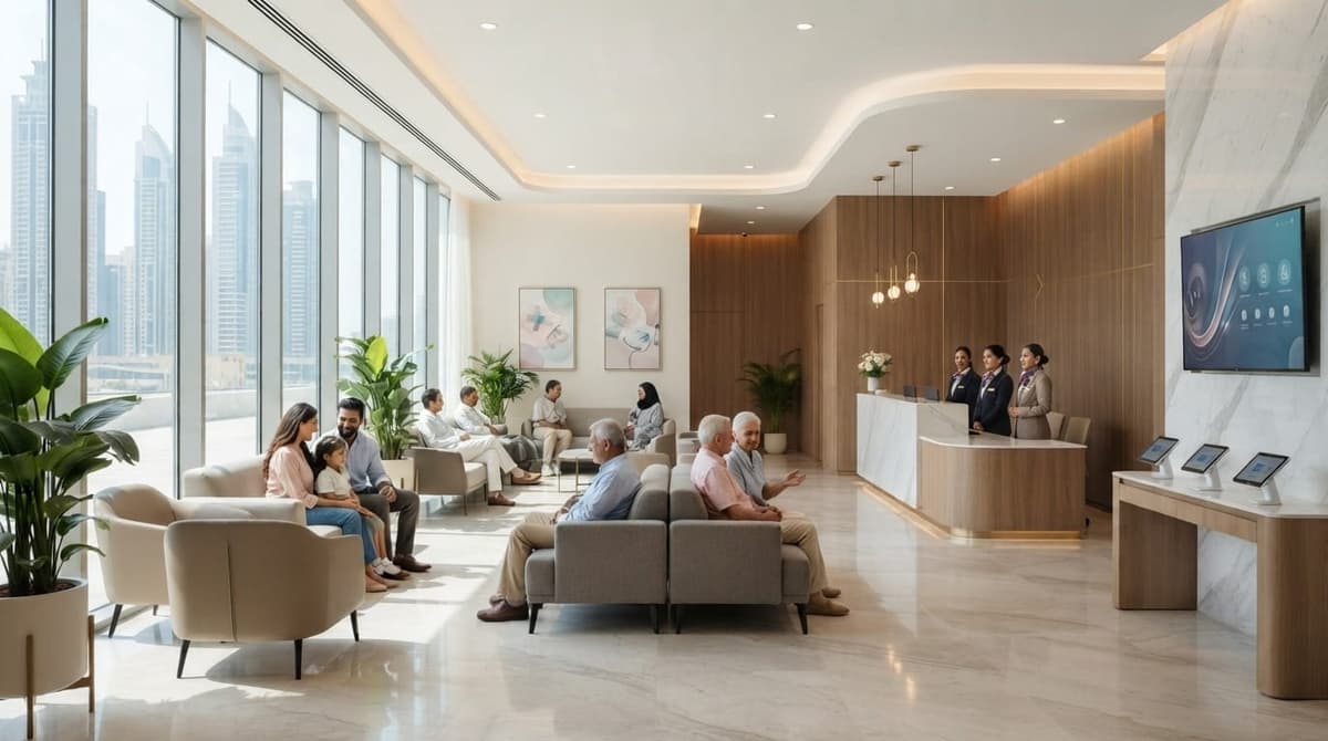 RamaCare Polyclinic modern reception area in Dubai