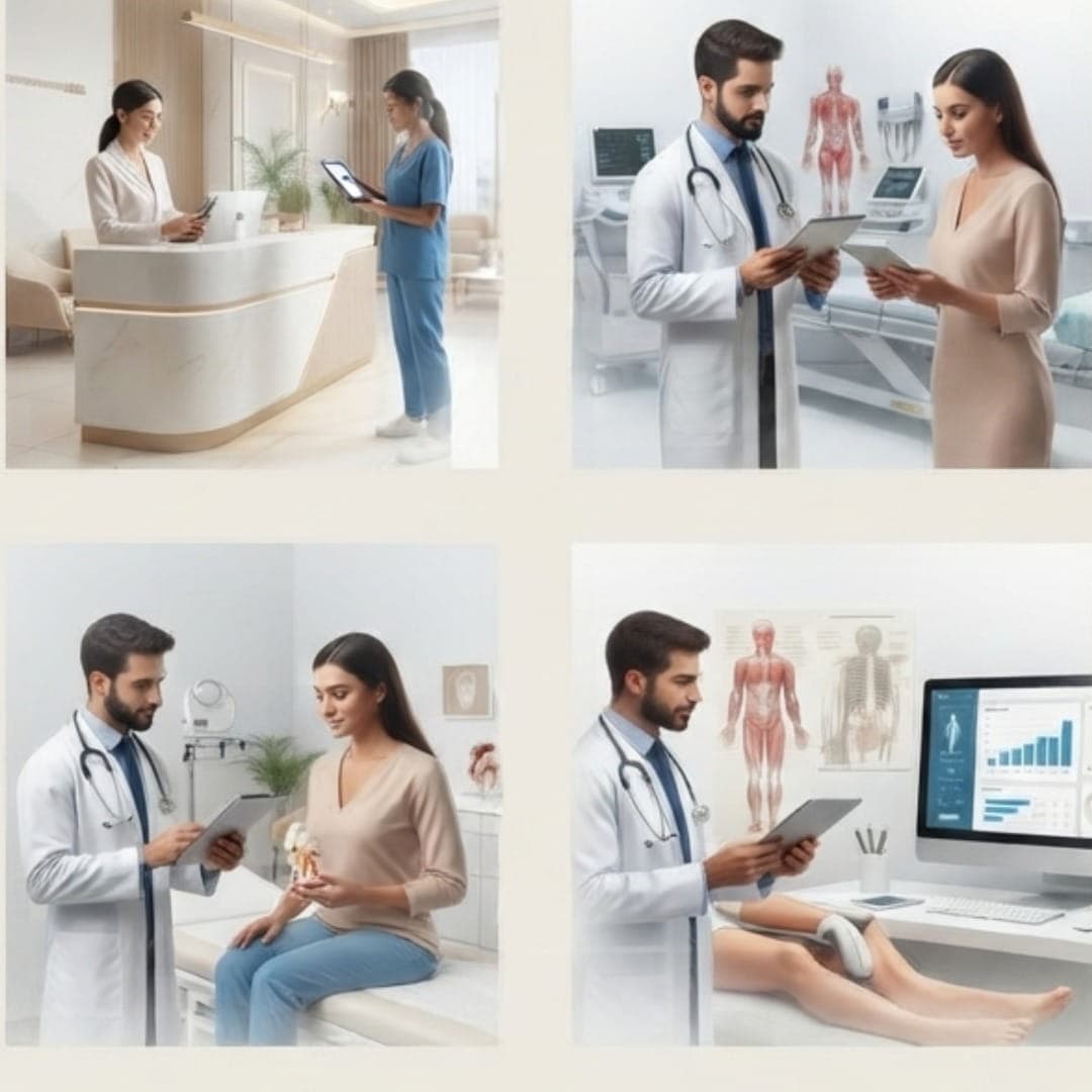 Infographic process detailing patient check up and consultation