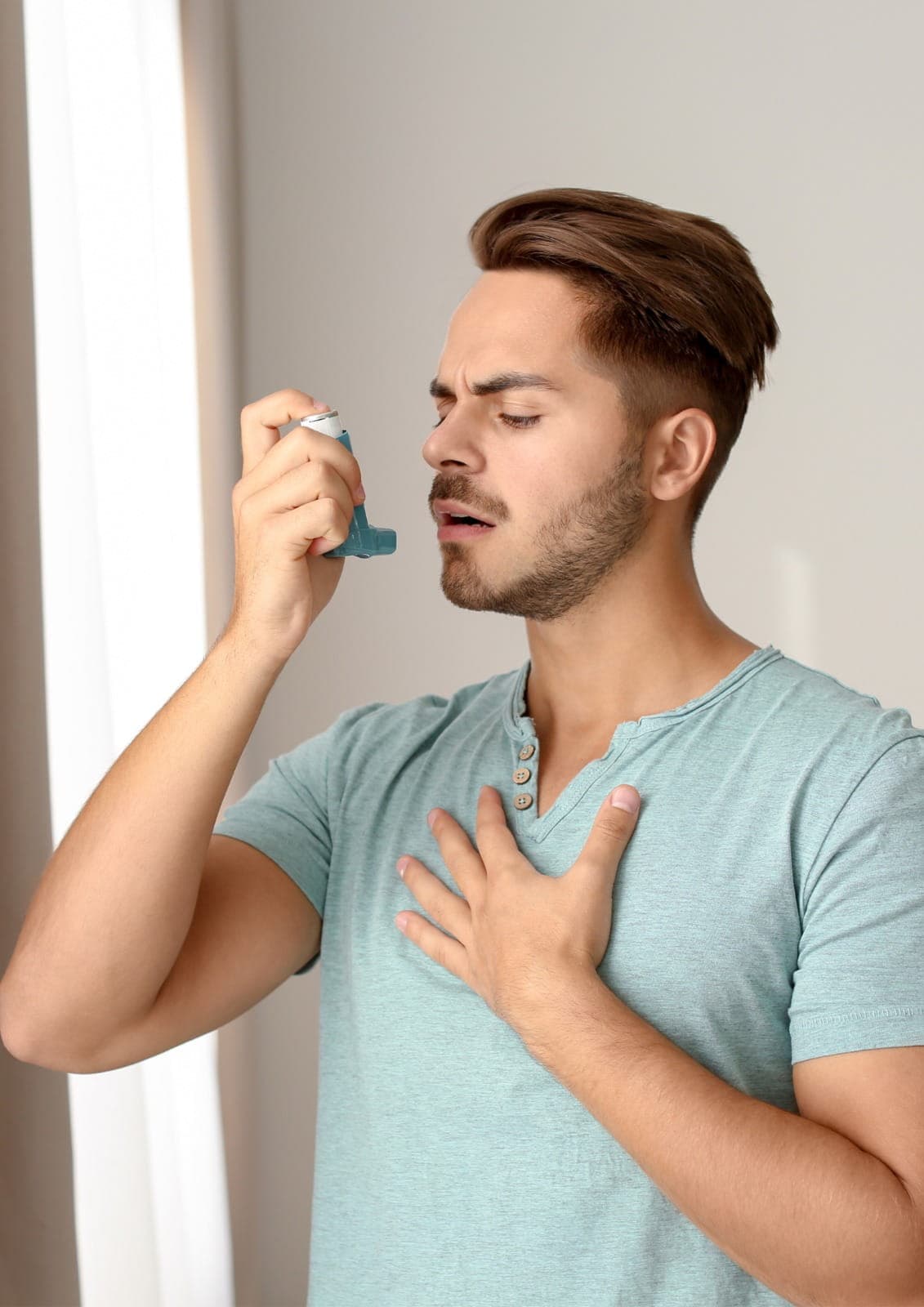 Physician evaluating respiratory health using medical equipment, patient-centered care, clean clinic setting, no text in image