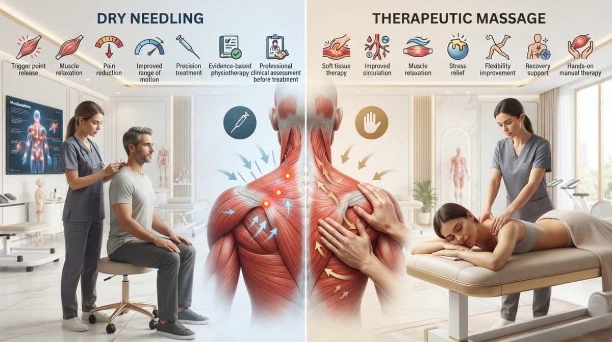Dry needling vs massage therapy Dubai comparison chart