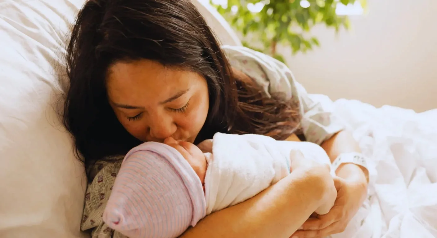 Partner helping a new mother with the baby at home