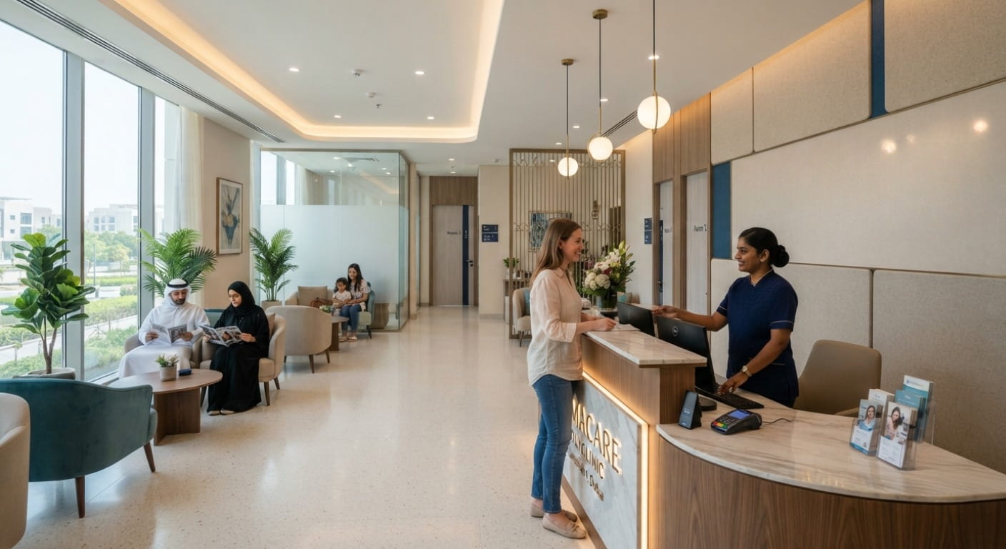 RamaCare Polyclinic reception in Jumeirah 1